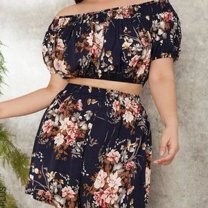 Floral top & shorts two piece set
